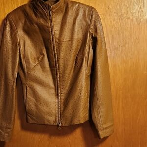 Vintage Ostrich look Leather Jacket